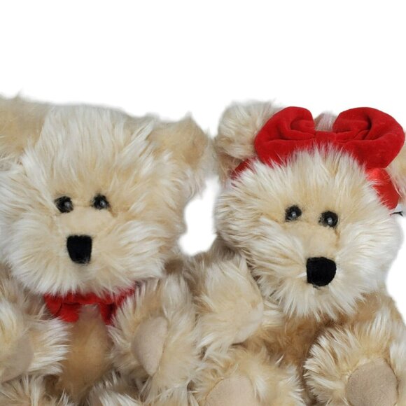 VTG Plush Bear Twins Boy Girl Valentines Stuffed Animal Teddy Bow Gift Chocolate - Picture 2 of 11